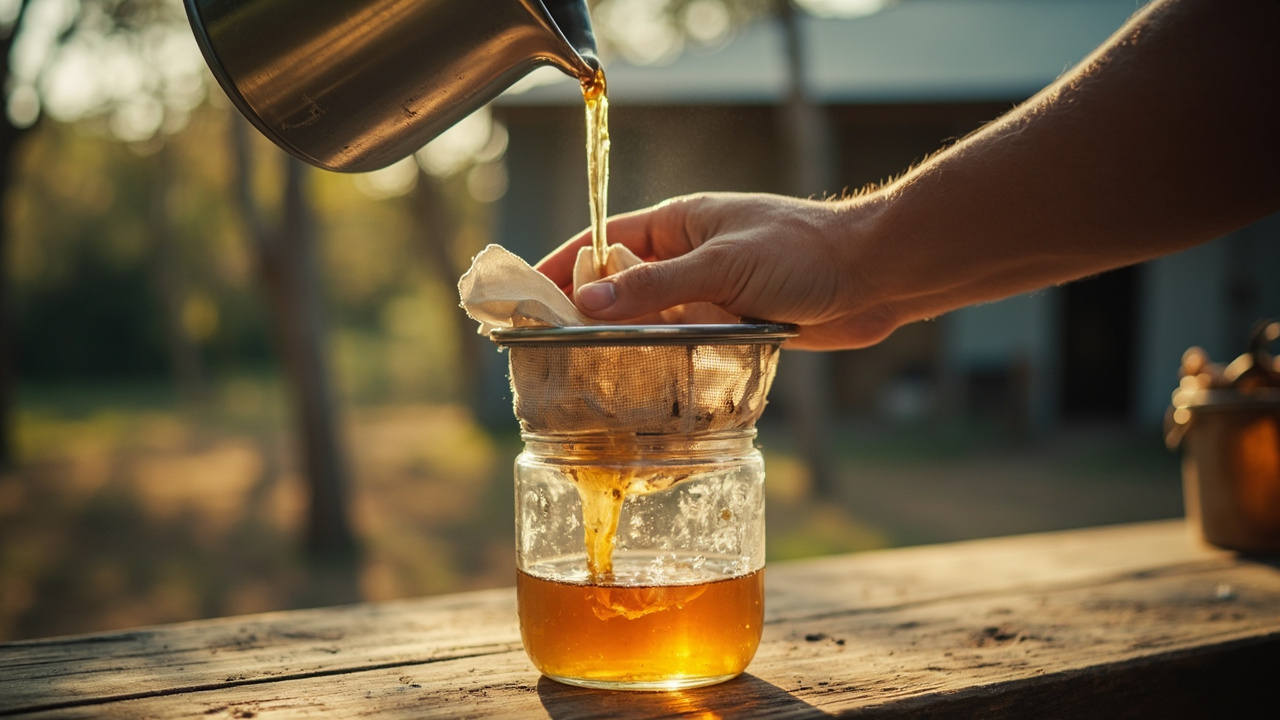 Filtering: Strain the Grit — Honey Processing: Off-Grid Aussie Style