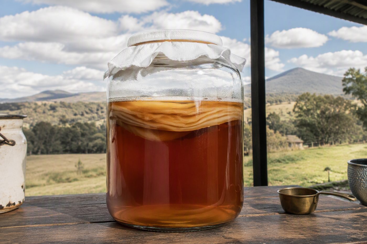 Generated illustration for kombucha-brewing